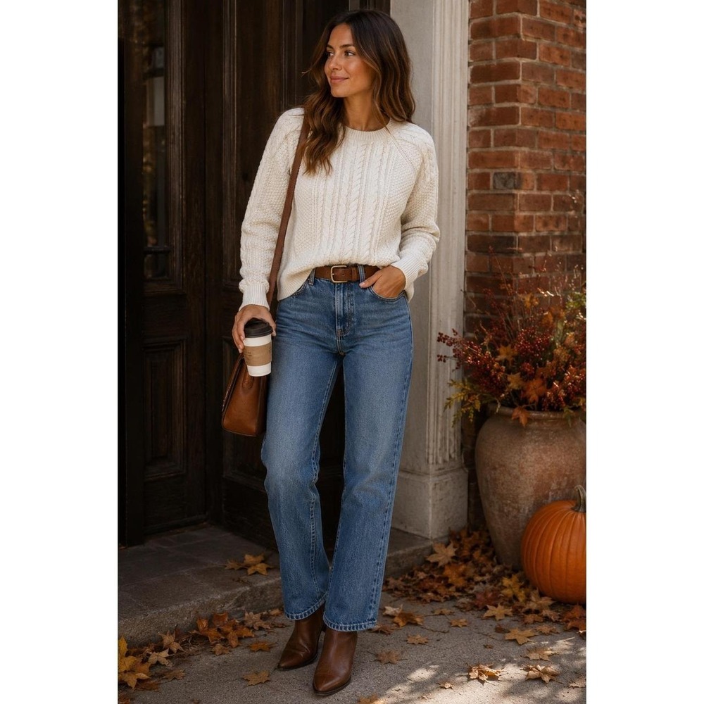 Gap Womens Ivory Frost Cable Knit Cotton Crewneck Sweater M S/920507-04